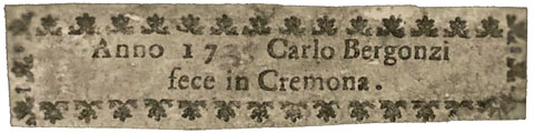 “Baron Knoop”白贡齐小提琴的 1735 年原始标签