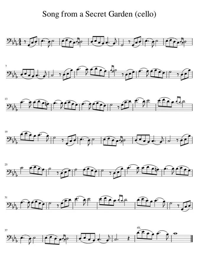 《神秘园之歌》大提琴谱分享
